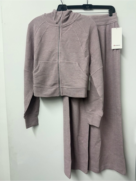 lululemon athletica Other - LuluLemon Scuba Oversized Full-Zip Waffle Knit Hoodie+Pant SET in Heathered Pink